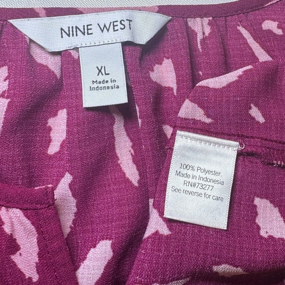 Nine West Purple And Pink Button Up Blouse Top‎ Shirt NWOT XL - Picture 2 of 7